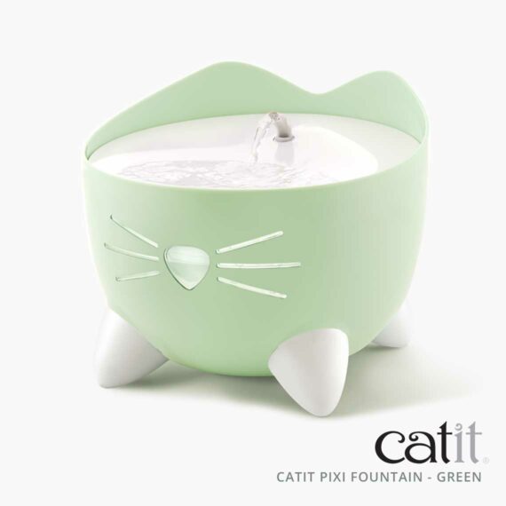 Catit Pixi Fountain, Pet Water Fountain for cats, Cat Fountain Water Bowl, Automatic Water Dispenser for Cats with Low Water – Mint Green