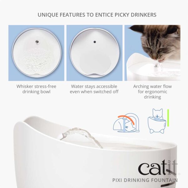 Second image of Catit Pixi Fountain, Cat Water Fountain, Ultra Silent Cat Fountain – Light Pink