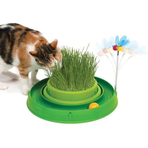 Catit Play Circuit Ball Toy With Cat Grass