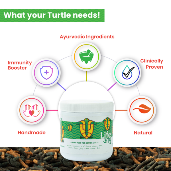 Second image of Life AAYU Adult Turtle Food – Spirulina & Calcium Enriched Ayurvedic Diet for Strong Shell, Gut Health & Digestion (100g)