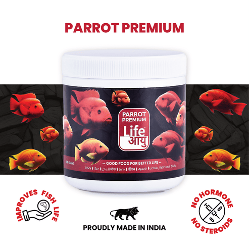 Second image of Life AAYU Parrot Premium Fish Food – Color Enhancing & Immunity-Boosting Natural Pellets with Spirulina & Omega-3(100g)